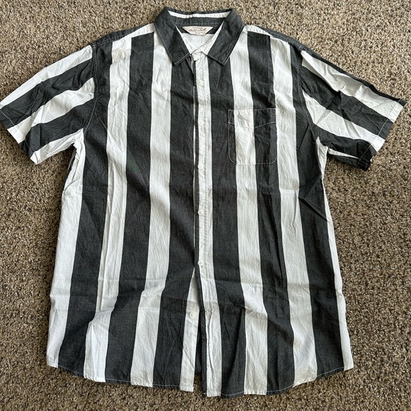 Grey- White Stripped Button Up Shirt - Picture 1 of 2